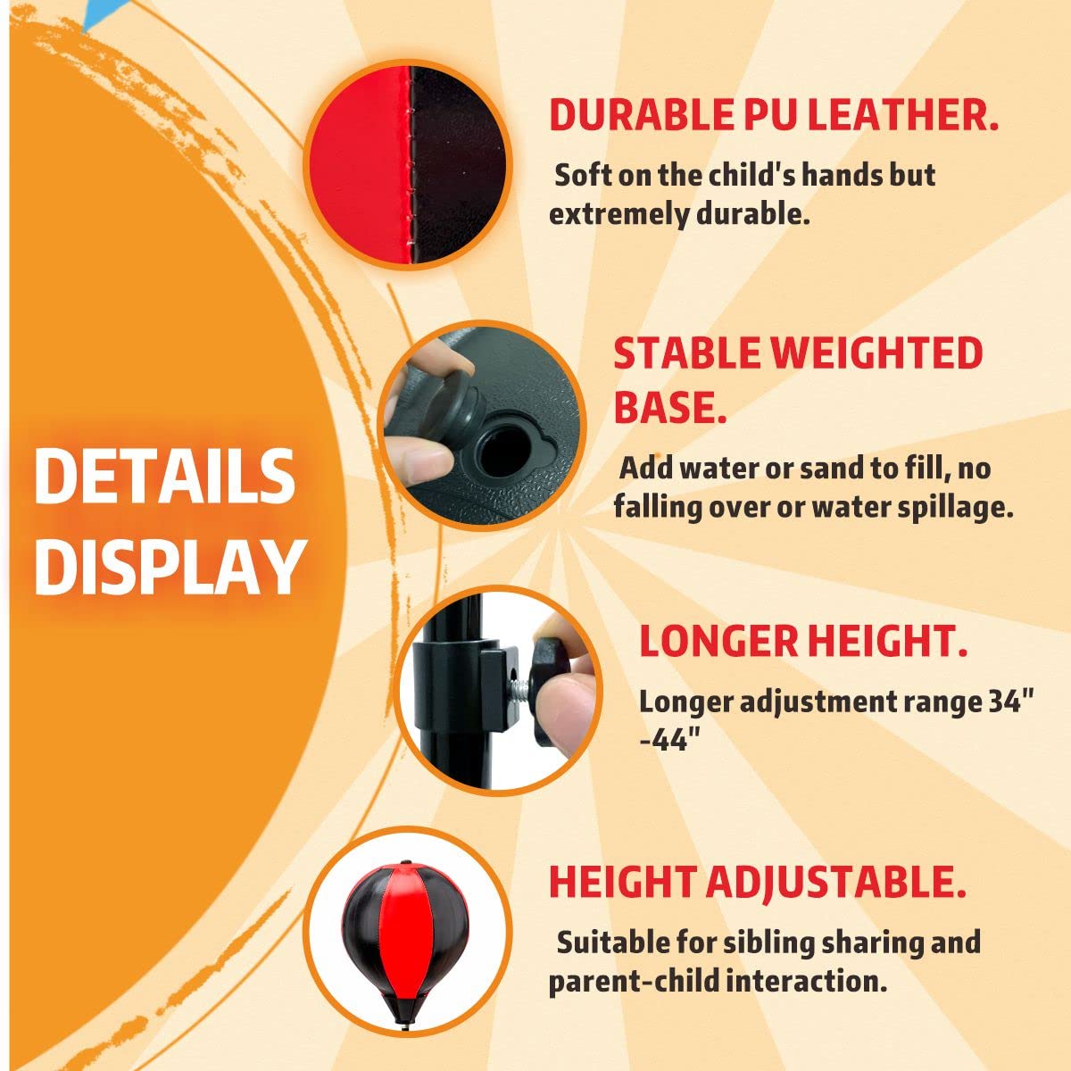 Punching Bag for Kids, 3-12 Adjustable Boxing Equipment with Boxing Gloves, Boxing Set as Boys & Girls Toys Gifts EBUYSTT