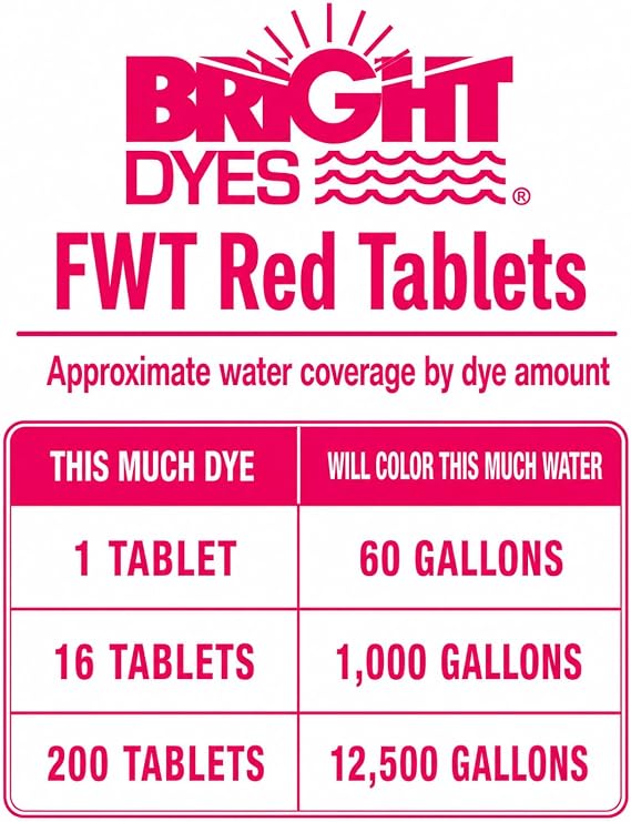 Fluorescent FWT Red Tracer Dye Tablets - 200 Count ebuystt