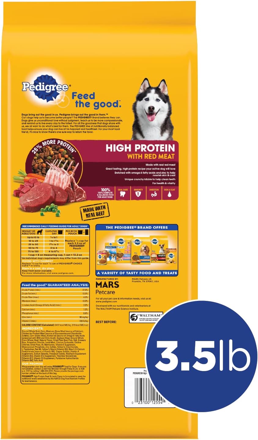 PEDIGREE DRY DOG FOOD HIGH PROTEIN BEEF & LAMB FLAVOR WITH RED MEAT 1.59KG - PCCCS392 Pie's Variety Store