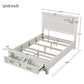 Rustic Farmhouse Style Queen Platform Storage Bed with Two Drawers,White ebuystt