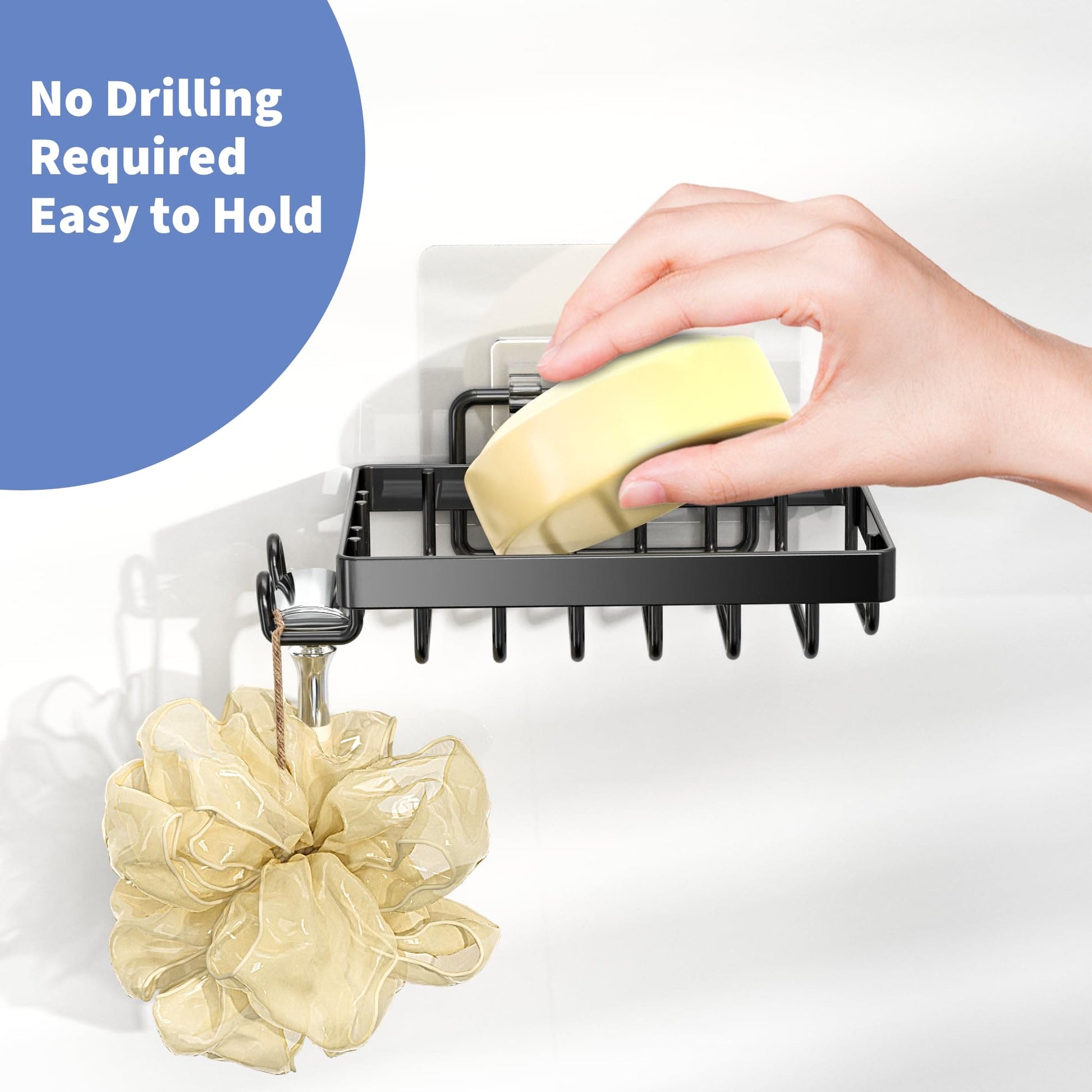 Moforoco Soap Dish, Soap Bar Holder for Shower, No Drilling Bathroom Accessories, Wall Mounted Soap Holder with Hooks and Razor Holder, Shower Rack Soap Tray Bar Soap for Bathroom & Kitchen Moforoco