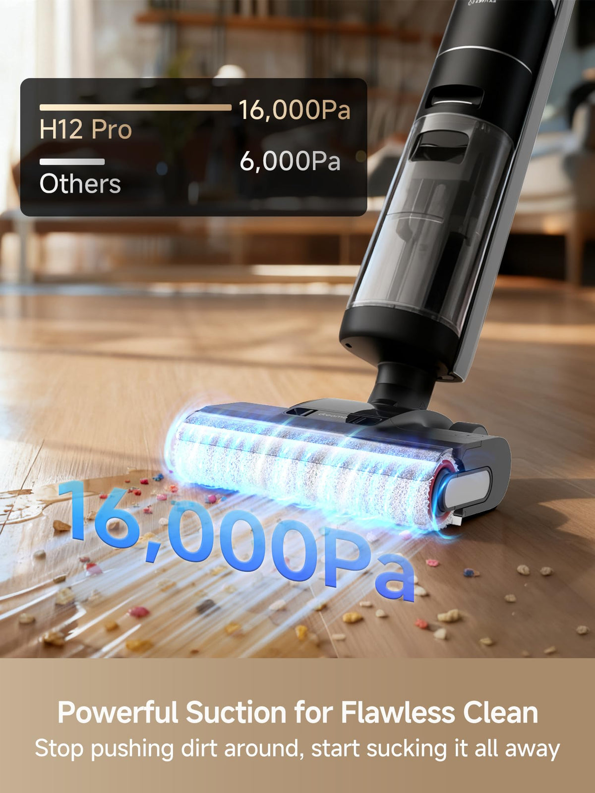DREAME H12 PRO Vacuum Mop, Wet Dry Vacuum Cleaner for Hard Floor, Vacuum and Mop at The Same Time for Wet & Dry Messes, Auto Self-Cleaning, Edge to Edge Cleaning with Hot Air Drying dreame