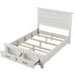 Rustic Farmhouse Style Queen Platform Storage Bed with Two Drawers,White ebuystt