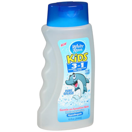 White Rain Kids Pure Splash 3 In Allergenic Shampoo Conditioner Body Wash, Multi, 12 Fl Oz - 80921900089