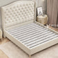 LSIGHTUS White King Size Genuine Leather Bed Upholstered Platform Bed Frame with Wingback Headboard and Lift Up Storage Strong Wooden Slat Support No Box Spring Needed LSIGHTUS