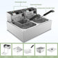 Commercial Deep Fryer, 3400W Electric Deep Fryers with 2x6.35QT Baskets Thickened Stainless Steel Countertop Oil Fryer 20.7QT Large Capacity with Lids Temperature Controller (12L) TANGME