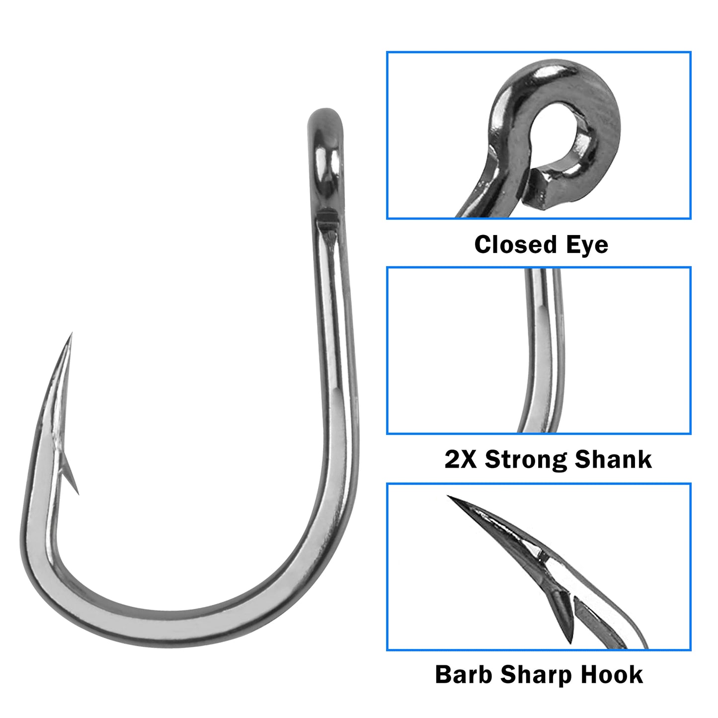20pcs Live Bait Fishing Hooks, Stainless Steel Saltwater Bait Fish Hook Strong Sharp Circle Hook (Size 9/0) Shaddock Fishing