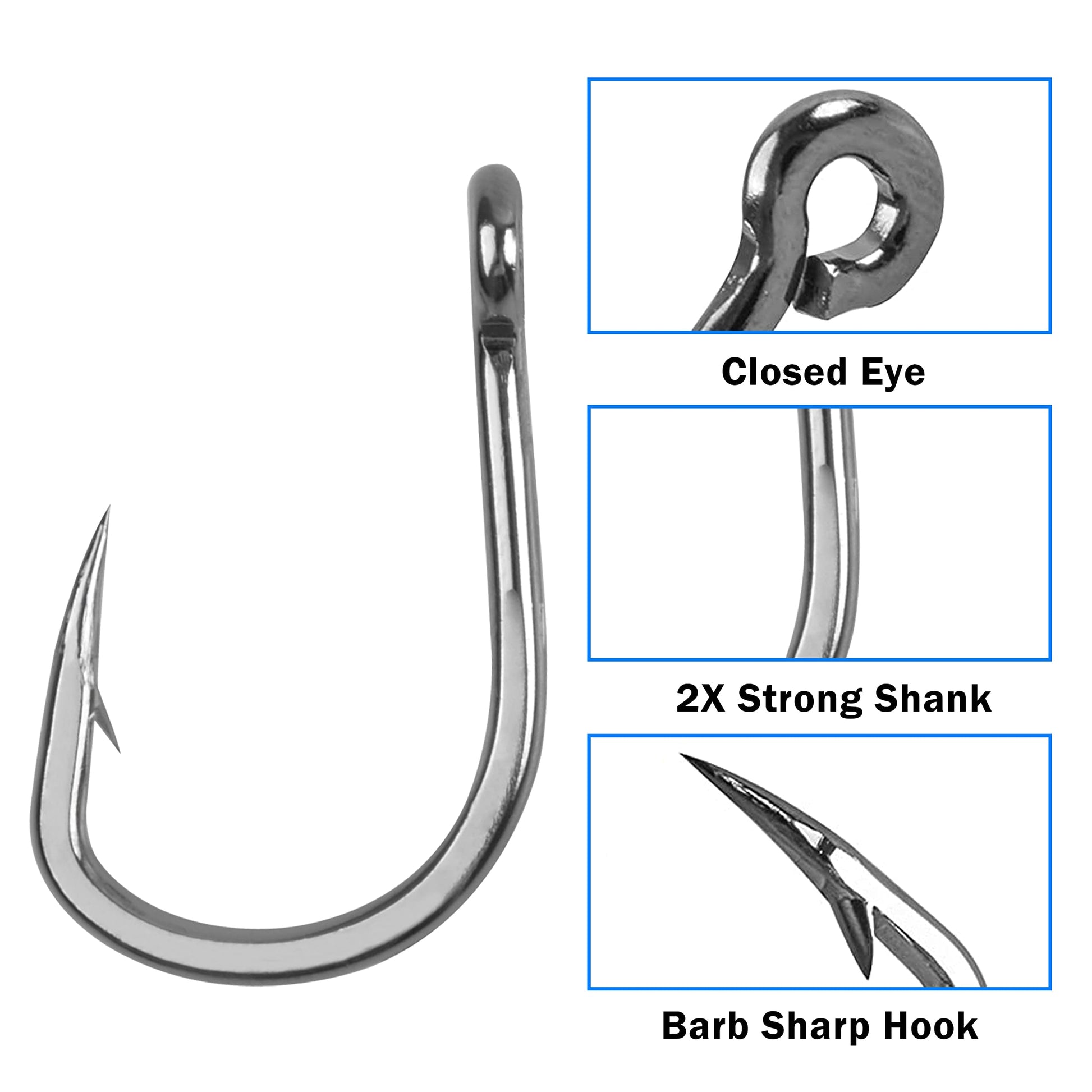 20pcs Live Bait Fishing Hooks, Stainless Steel Saltwater Bait Fish Hook Strong Sharp Circle Hook (Size 9/0) Shaddock Fishing