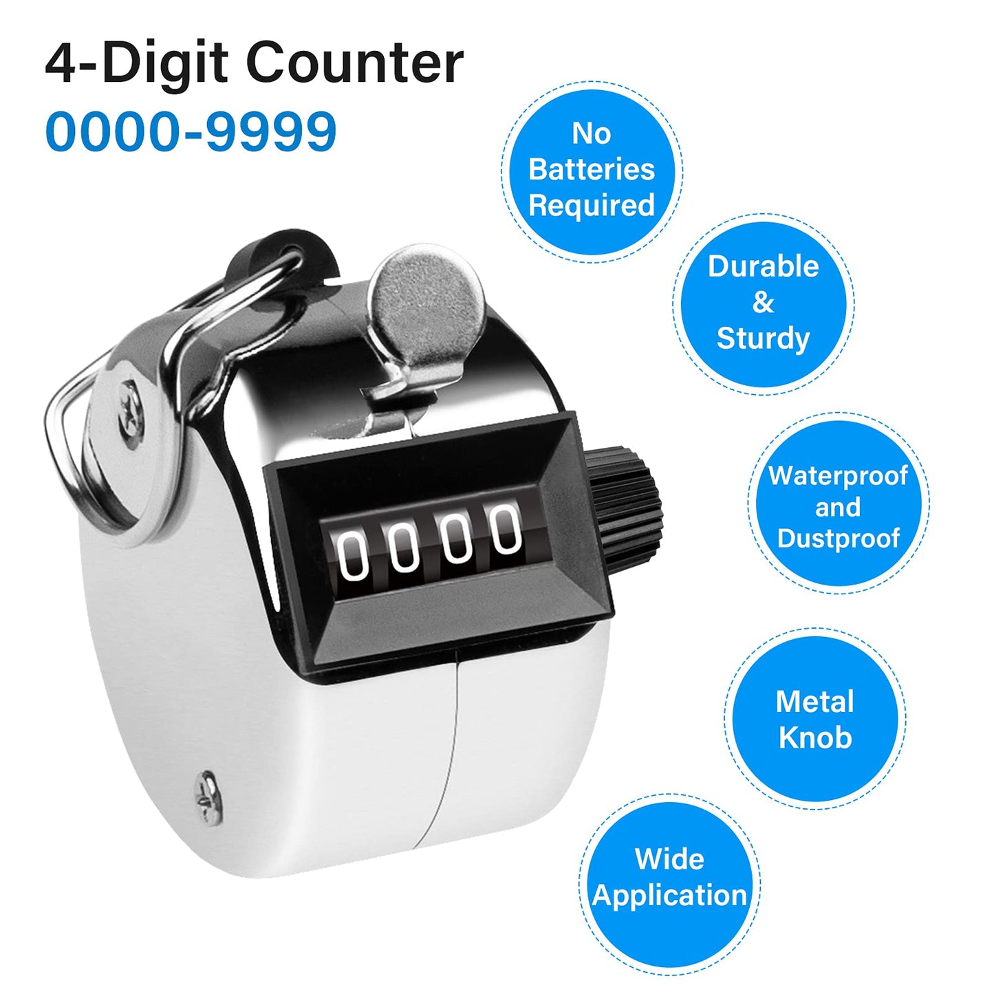 SDARMING Tally Counter, 4-Digit Clicker Counter, Metal Hand Tally Counters Clicker Pitch Counter for Counting, Knitting, Coaching, Golf, Lap, Fishing SDARMING