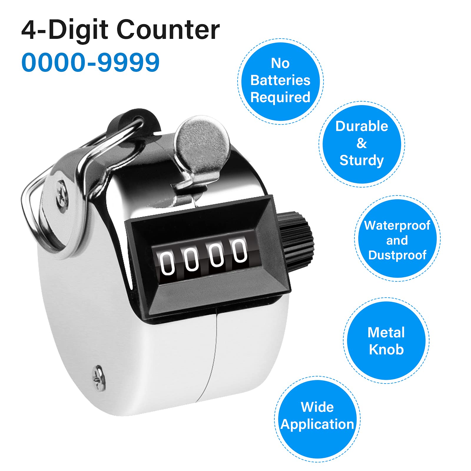SDARMING Tally Counter, 4-Digit Clicker Counter, Metal Hand Tally Counters Clicker Pitch Counter for Counting, Knitting, Coaching, Golf, Lap, Fishing SDARMING