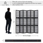 Room Divider with Shelves, 66.9-Inch Tall Japanese Shoji Style Wood Screen with Double Hinges for Home Office Decoration (6 Panels, Black) Svimi