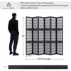 Room Divider with Shelves, 66.9-Inch Tall Japanese Shoji Style Wood Screen with Double Hinges for Home Office Decoration (6 Panels, Black)