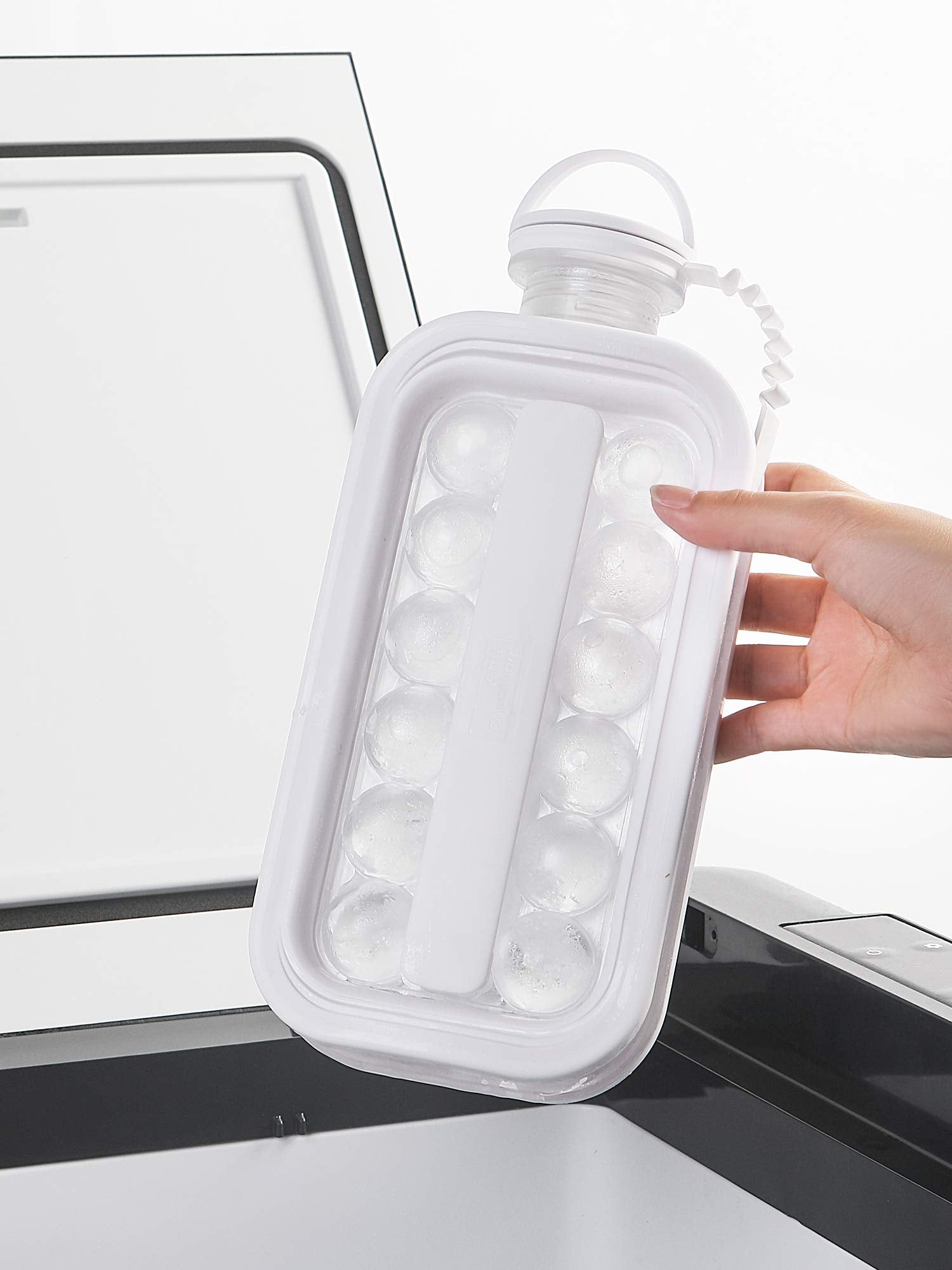 LittleStar Ice Cube Trays 2 in 1 Portable Ice Ball Maker Kettle With 17 Grids Flat Body Lid Cooling Ice Pop/Cube Molds For Hockey,Cocktail,Coffee,Whiskey,Champagne,Beer,Juice,Water (Gray) LittleStar