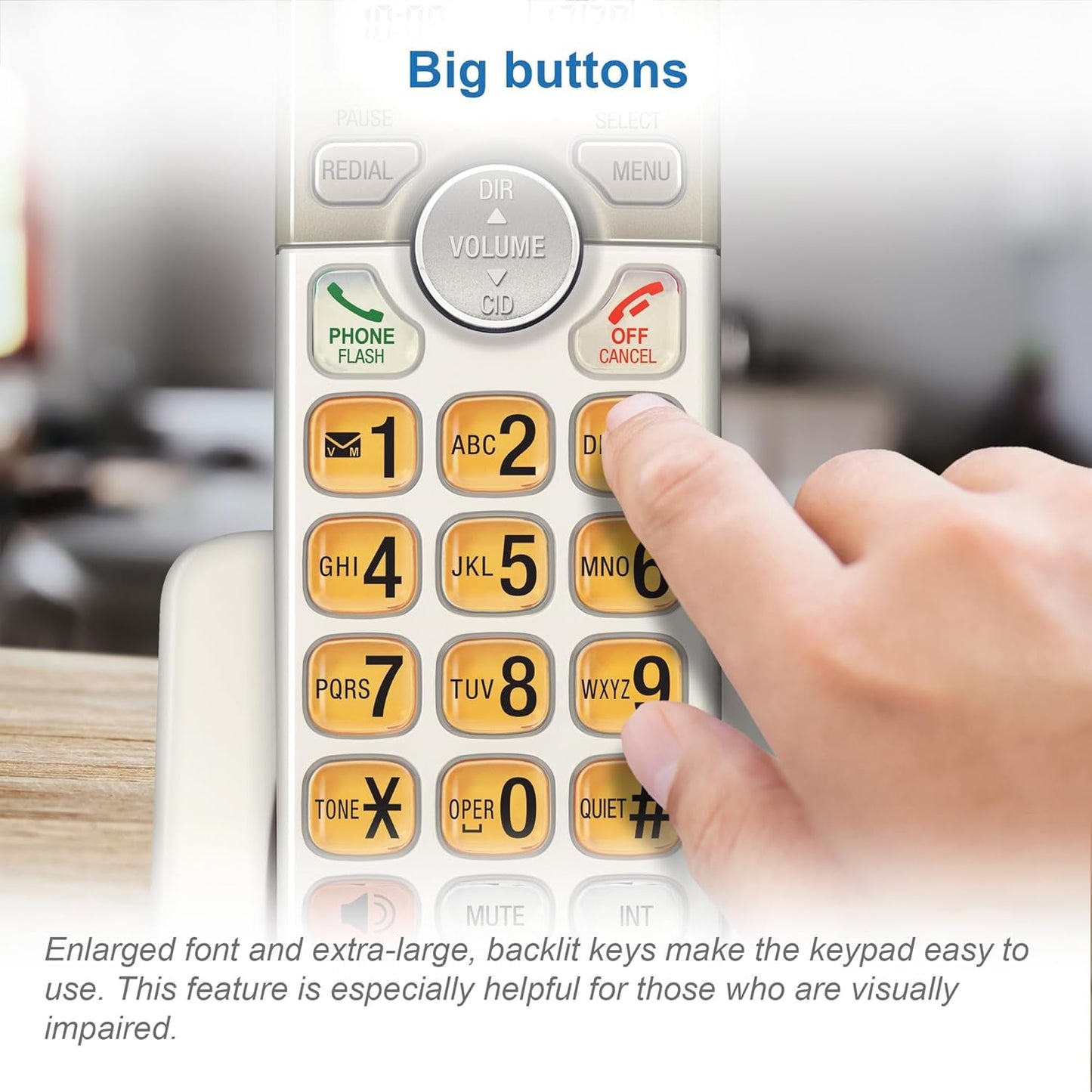 AT&T EL52313 3-Handset Cordless Phone with Answering System & Extra-large Backlit Keys, Light champagne, 3 Handsets AT&T