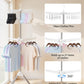VewePata Foldable Clothes Drying Rack - 2 Tier Laundry Drying Rack, Portable Clothing Rack with Rotating Clothes Rail with 24 Clips and 3 Rotatable Arms, Suitable for Flats and Small Rooms VewePata