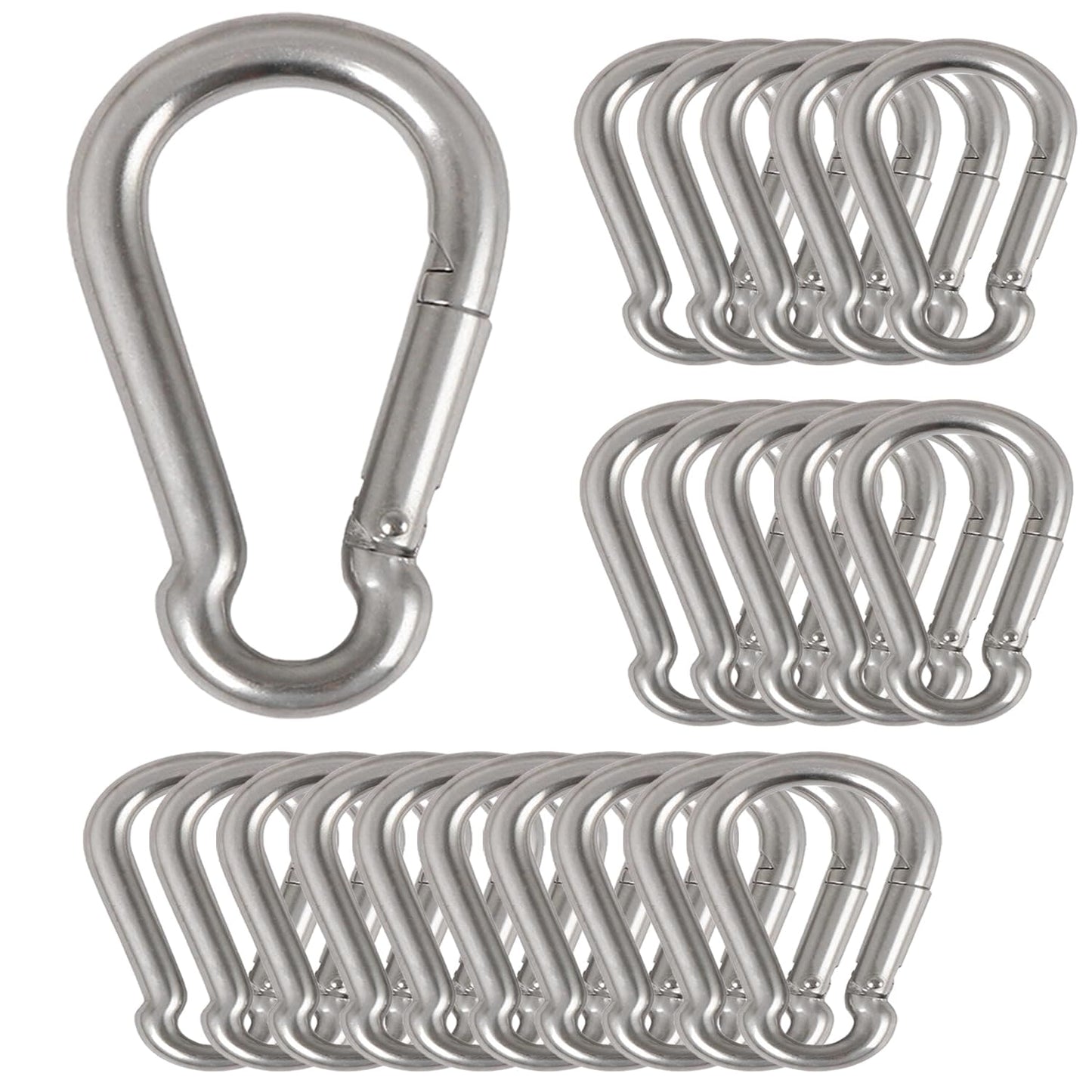 20Pcs 4” Safety Spring Snap Hook, M10 3/8" Carabiner Quick Link Snap Hooks for Camping Hiking, 770LBS Holding Capacity Heavy Duty Steel Carabiner Clip Buckle for Swing Hammock Gym Outdoor Yision