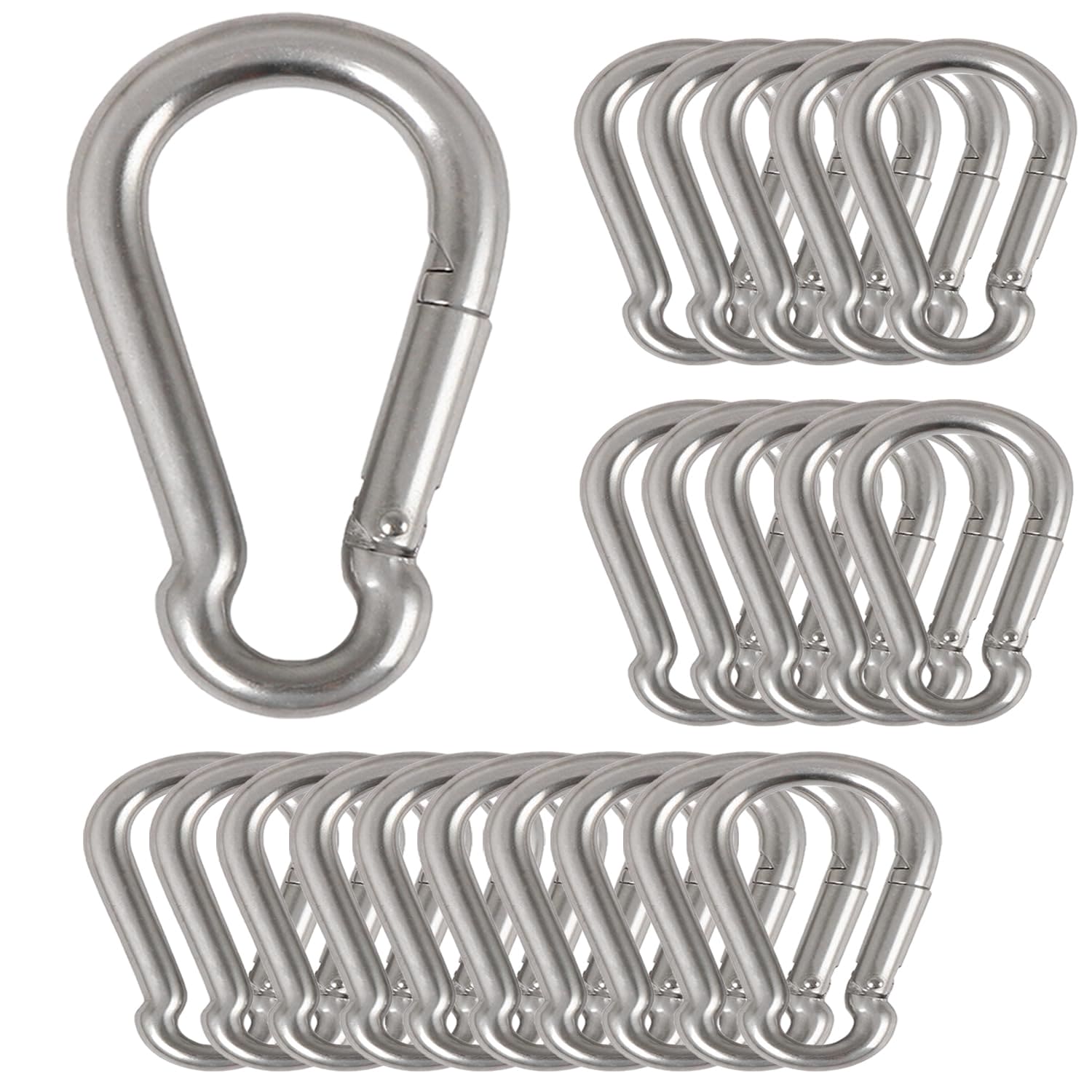 20Pcs 4” Safety Spring Snap Hook, M10 3/8" Carabiner Quick Link Snap Hooks for Camping Hiking, 770LBS Holding Capacity Heavy Duty Steel Carabiner Clip Buckle for Swing Hammock Gym Outdoor Yision