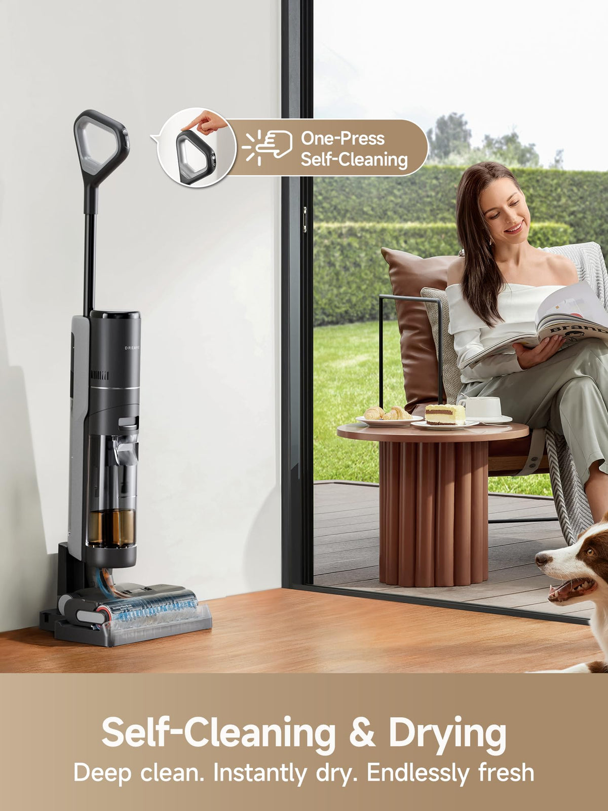 DREAME H12 PRO Vacuum Mop, Wet Dry Vacuum Cleaner for Hard Floor, Vacuum and Mop at The Same Time for Wet & Dry Messes, Auto Self-Cleaning, Edge to Edge Cleaning with Hot Air Drying dreame
