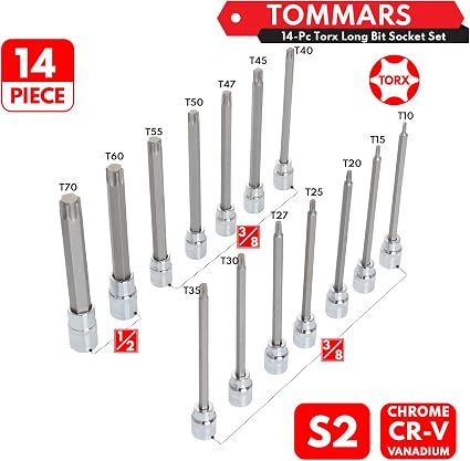 14-PC Long Torx Bit Socket Set - K1T95621 ebuystt