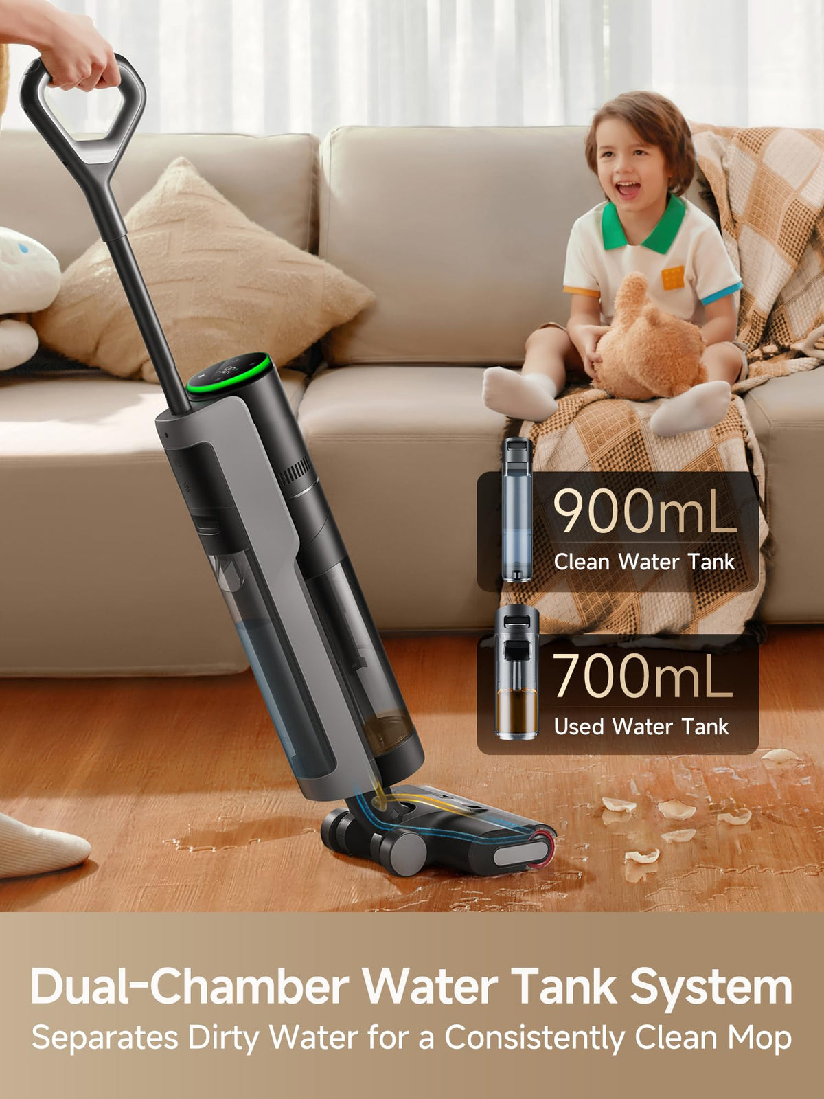 DREAME H12 PRO Vacuum Mop, Wet Dry Vacuum Cleaner for Hard Floor, Vacuum and Mop at The Same Time for Wet & Dry Messes, Auto Self-Cleaning, Edge to Edge Cleaning with Hot Air Drying dreame