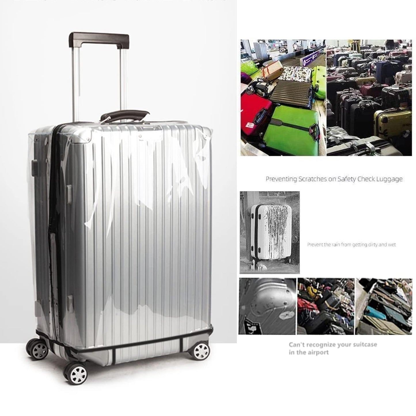 T Tersely Clear PVC Suitcase Cover Protectors 20/24/26/28/30 Inch Suitcase Covers for Luggage - Waterproof Dustproof and Anti-Scratch 20-30 Inch Luggage Cover (20inch) T Tersely
