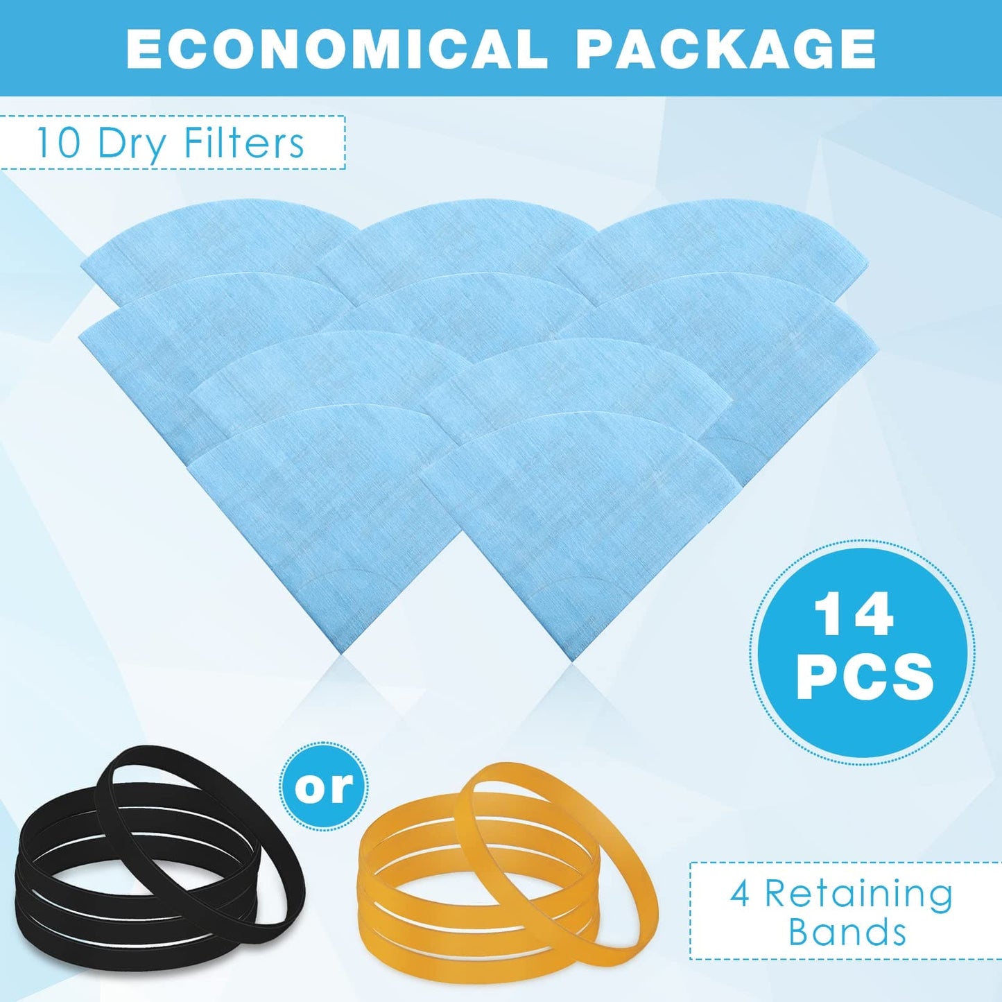 Tegeme 10 Pieces Wet Dry Vac Filter Vf2002 Dry Disc Vacuum Filters Compatible with Shop-vac Wet Dry Vacuum Cleaners with 5 Gallon and Larger, with 4 Pieces Retaining Bands, Reusable Tegeme