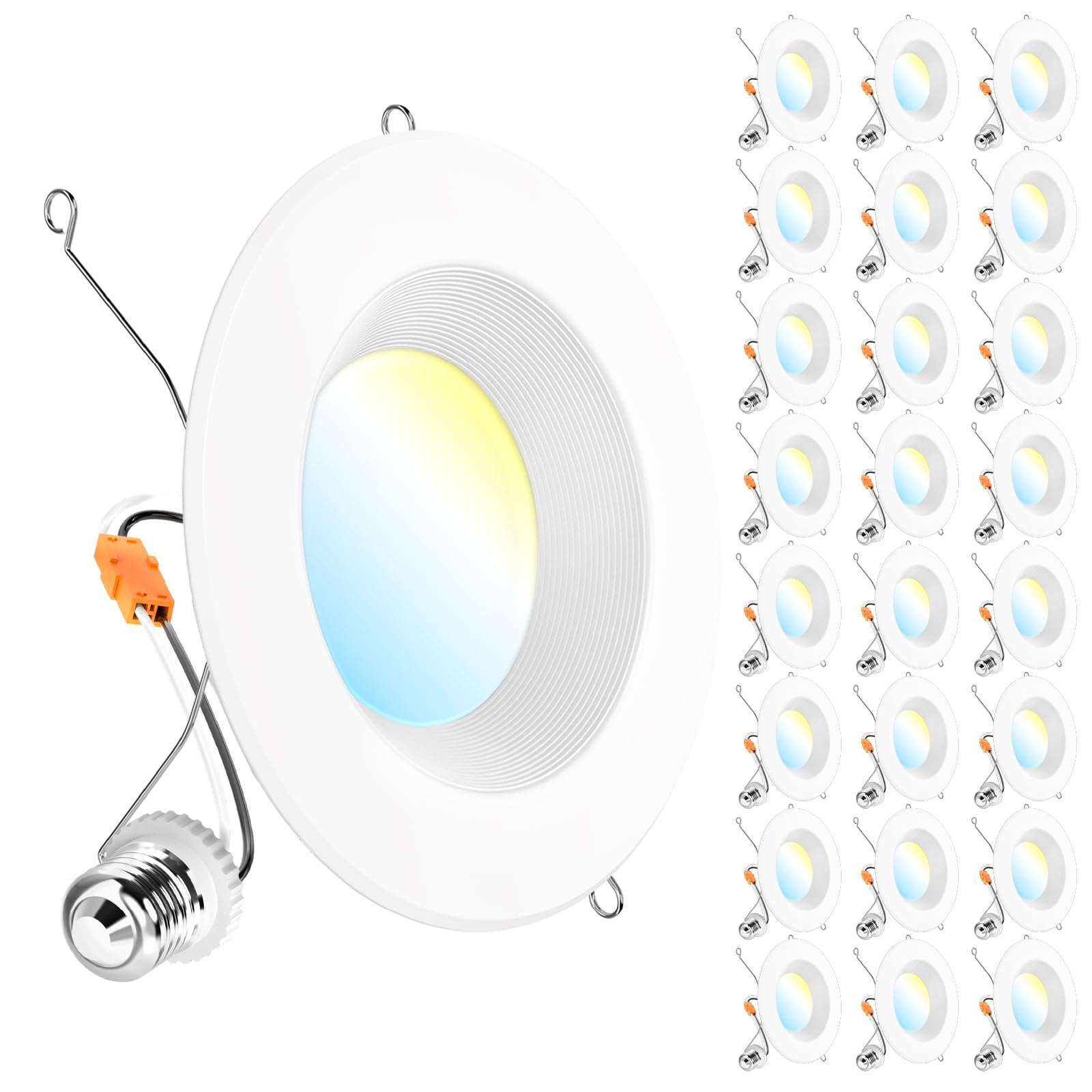 Sunco 24 Pack Retrofit LED Recessed Lighting 6 Inch, Downlight Can Lights for Ceiling, 1050 LM, 2700K/3000K/3500K/4000K/5000K, Dimmable, Baffle Trim, 13W=75W, 50000 Lifetime Hours, Damp Rated UL Sunco Lighting