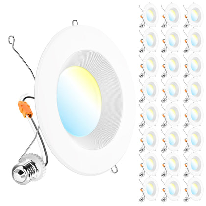 Sunco 24 Pack Retrofit LED Recessed Lighting 6 Inch, Downlight Can Lights for Ceiling, 1050 LM, 2700K/3000K/3500K/4000K/5000K, Dimmable, Baffle Trim, 13W=75W, 50000 Lifetime Hours, Damp Rated UL