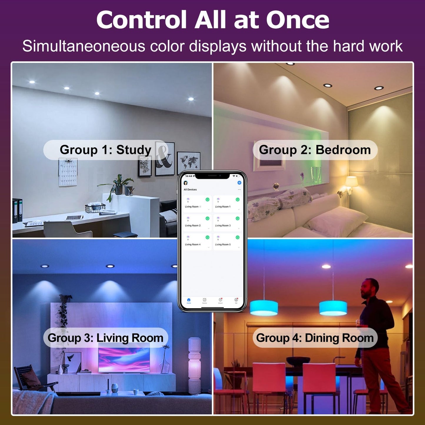 LightingWill 2 Inch LED Recessed Lighting, Smart WiFi LED Downlight, 5W Ceiling Light Compatible with Alexa/Google Assistant, Dimmable RGB & 2700K-6500K, 120V with Driver (10 Pack) LightingWill