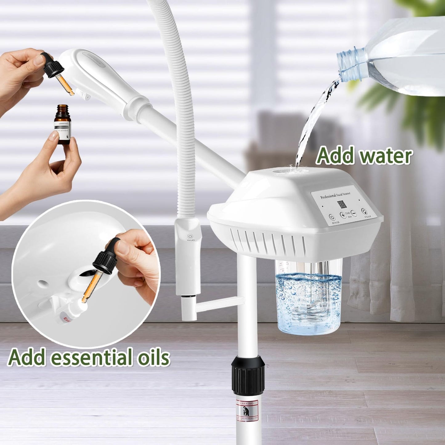 Salon Señor Facial Steamer Professional,2-in-1 Facial Steamer with 5X Magnifying Lamp,Ozone Facial Steamer for Facial deep Cleaning,Esthetician Facial Steamer for Home or SPA Use Salon Señor