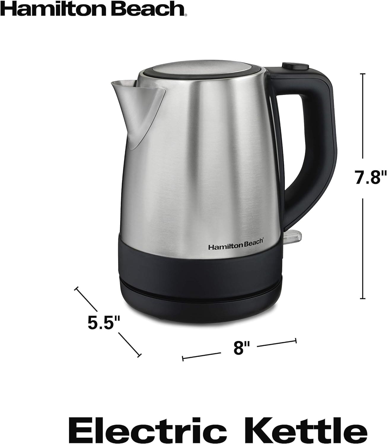HAMILTON BEACH 40998 1.0L ELECTIC KETTLE STAINLESS STEEL - HMTNBK18 Pie's Variety Store