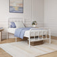 Avenco Twin Size Metal Bed Frame with Headboard, Victorian Style Platform Bed Frame with 12" Underbed Storage and Noise-Reduced Metal Slats, White