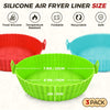 Buauty 3 Pack Air Fryer Silicone Liners 8inch Air Fryer Silicone Pot Reusable Food Grade Silicone Airfryer Liners Baking Tray Basket Accessories Replacement of Flammable Disposable Parchment Paper