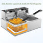 Commercial Deep Fryer, 3400W Electric Deep Fryers with 2x6.35QT Baskets Thickened Stainless Steel Countertop Oil Fryer 20.7QT Large Capacity with Lids Temperature Controller (12L) TANGME