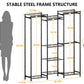 HOMIDEC Wardrobe Closet, 4 Hanging Spaces Portable Clothes Rack,Free Standing Closet Organizer and Storage System with Hanging Rods,Clothing Rack Suitable for Cloakroom,Bedroom,Entrances,etc.Black HOMIDEC