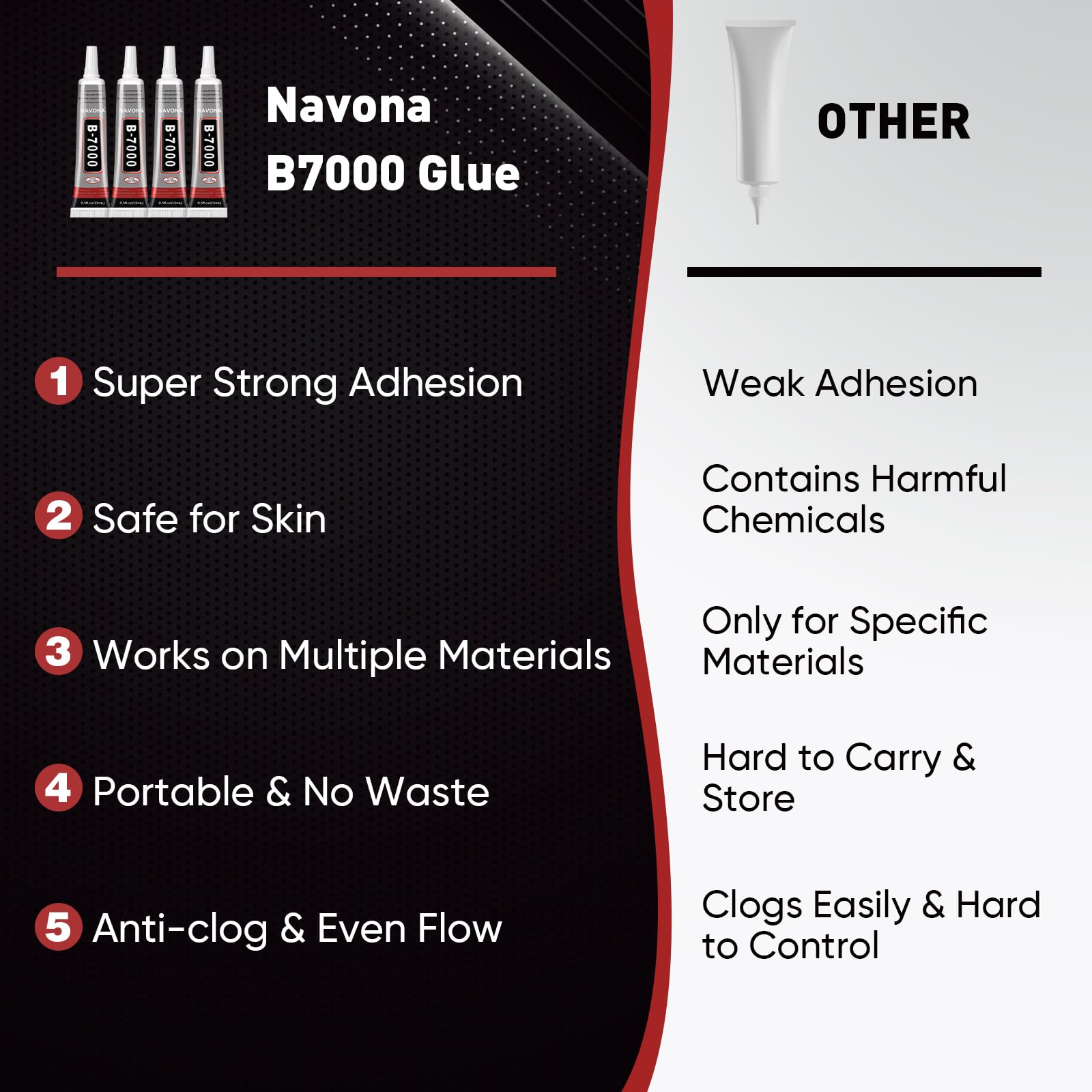 8 PCS 15ml B7000 Glue Clear with Precision Tip, Bedazzling Glue, Super Glues, Rhinestone Glue for Nail, Craft Glues, Jewelry Making, Nail Art, DIY, Makeup, Shoes Navona