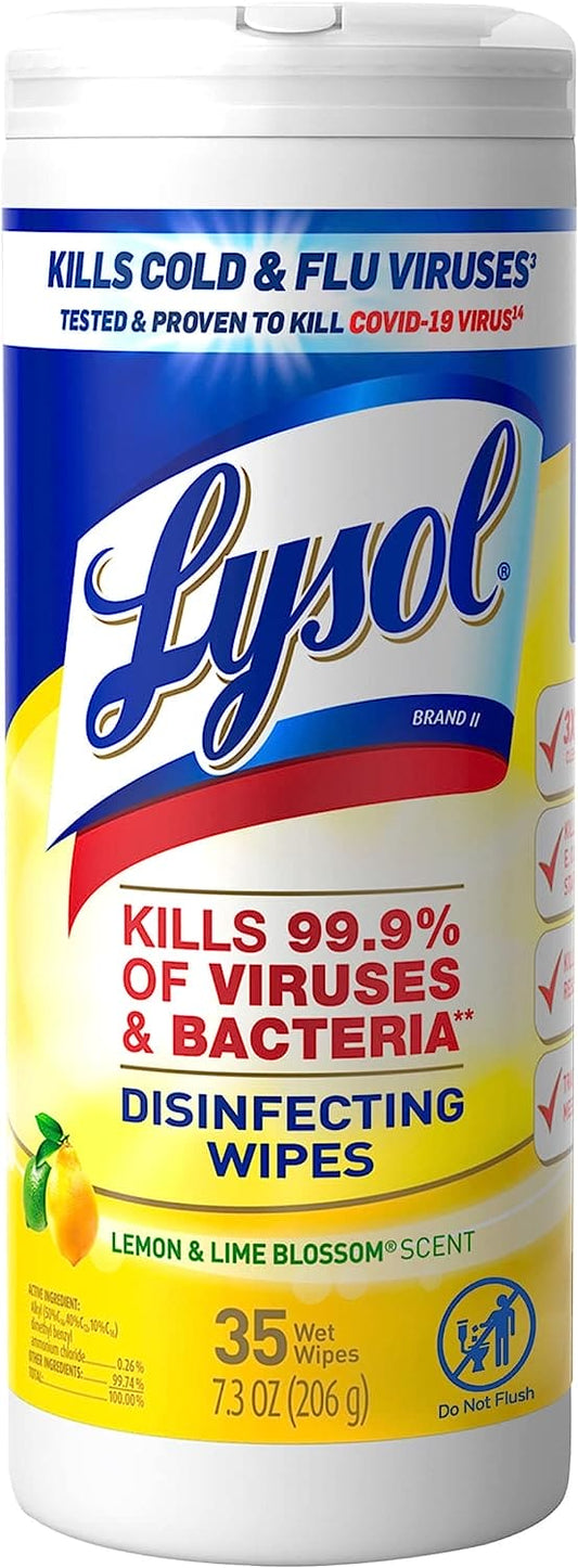Lysol Disinfectant Wipes, For Disinfecting, Deodorizing, and Cleaning, Lemon & Lime Blossom, 35ct - 01920081145 Pie's Variety Store