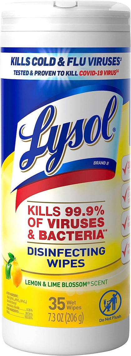 Lysol Disinfectant Wipes, For Disinfecting, Deodorizing, and Cleaning, Lemon & Lime Blossom, 35ct - 01920081145