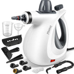 Phueut Pressurized Handheld Multi-Surface Natural Steam Cleaner with 12 pcs Accessories, Multi-Purpose Steamer for Home Use, Steamer for Cleaning Floor, Upholstery, Grout and Car (Grey) Phueut