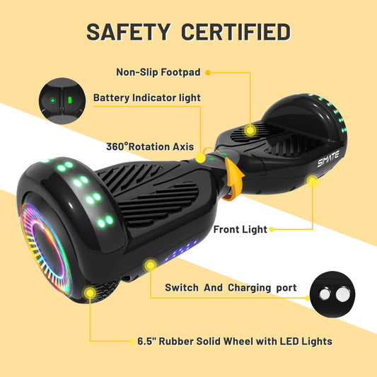 SIMATE Hoverboard, Bluetooth All Terrain Hover Boards with LED Lights and APP Control, Gifts for Kids Adults Girls Boys, for All Ages SIMATE