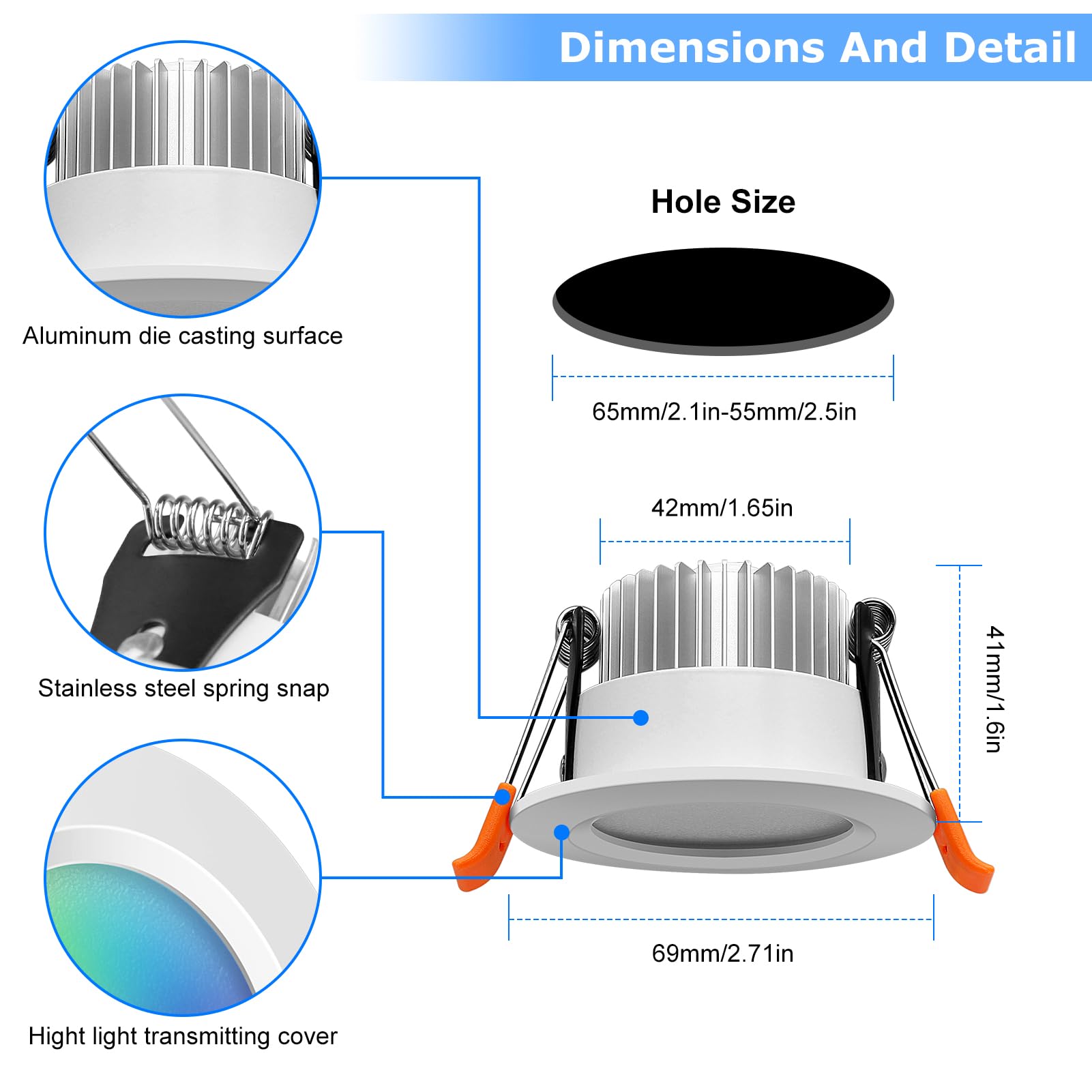 LightingWill 2 Inch LED Recessed Lighting, Smart WiFi LED Downlight, 5W Ceiling Light Compatible with Alexa/Google Assistant, Dimmable RGB & 2700K-6500K, 120V with Driver (10 Pack) LightingWill