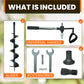 Earth Auger - 6" Wide x 32" Deep - Electric Post Hole Digger - Handles - Hole Digger for Fence Posts MightyPhine
