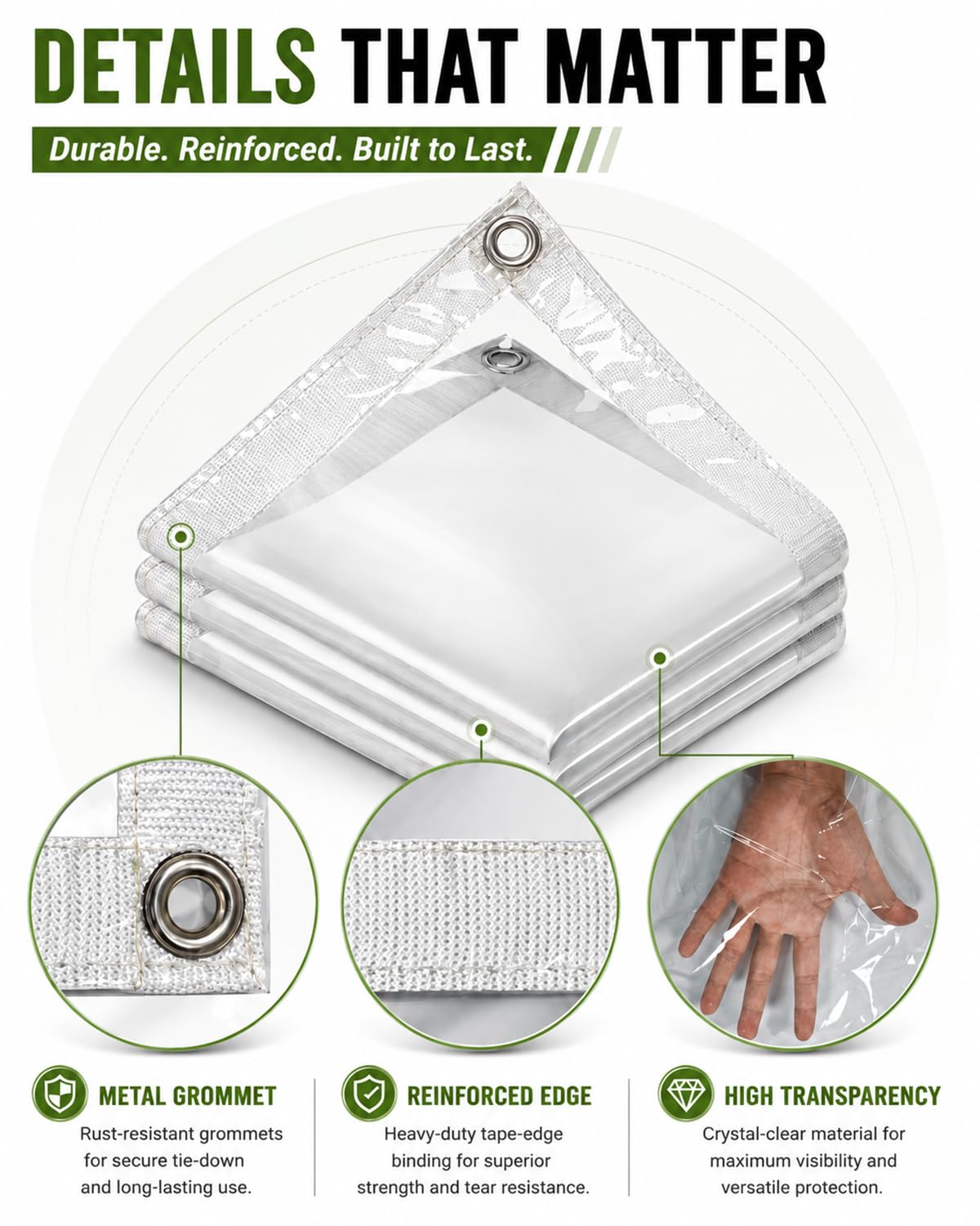 Clear Vinyl Enclosure Tarp, 12 Mil Waterproof with Grommets, 7 x 9 FT vensovo