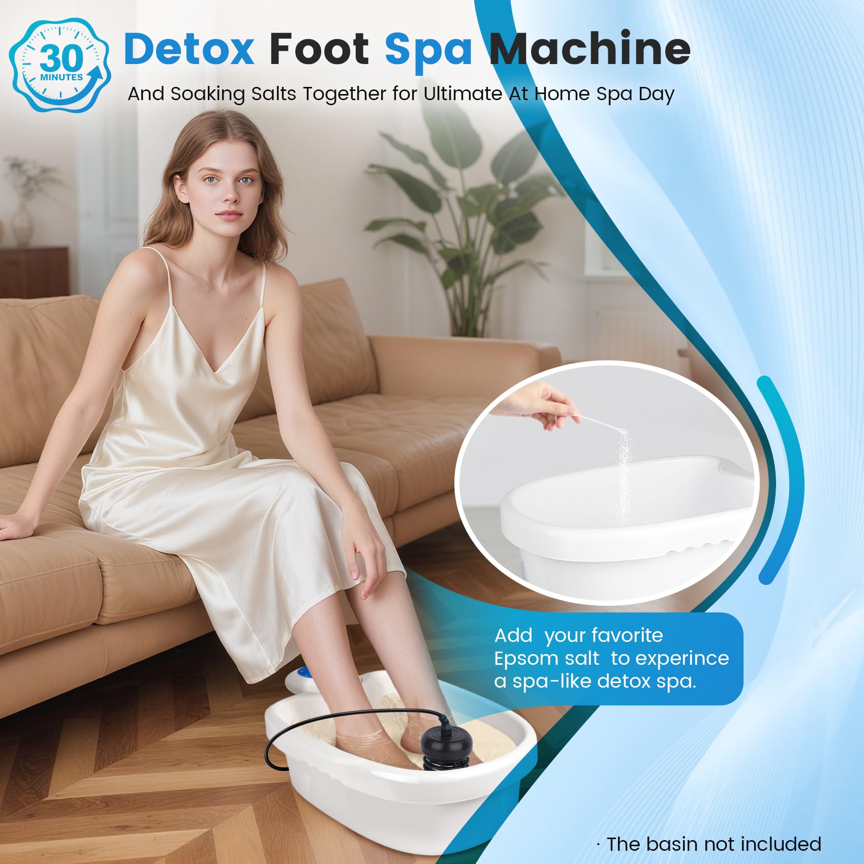 LeCaung Ionic Foot Bath Detox Machine, Portable Ionic Detox Foot Bath Spa Machine Ion Cleanse Controller for Home Travel Holiday Lecaung