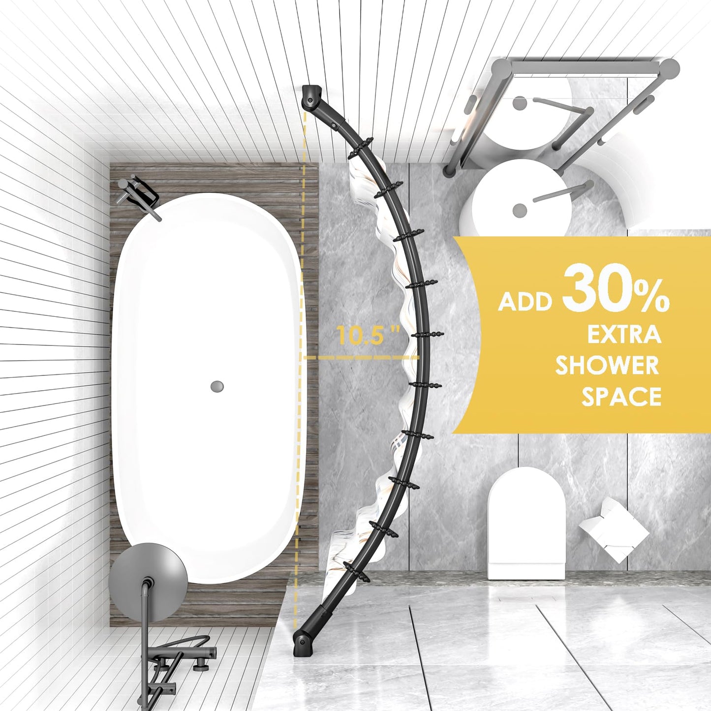 Chrsouly Curved Shower Curtain Rod, Heavy Duty, Adjustable 42-72 inch Chrsouly