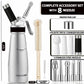 Professional 500 ml Aluminum Whipped Cream Dispenser With 8 Decorating Nozzles -Whipped Cream Canister With 2 Cleaning brushes-Heavy Duty Homemade Whipped Cream Maker 1 Pint (N20 Charger Not Included) FOREVERPREP