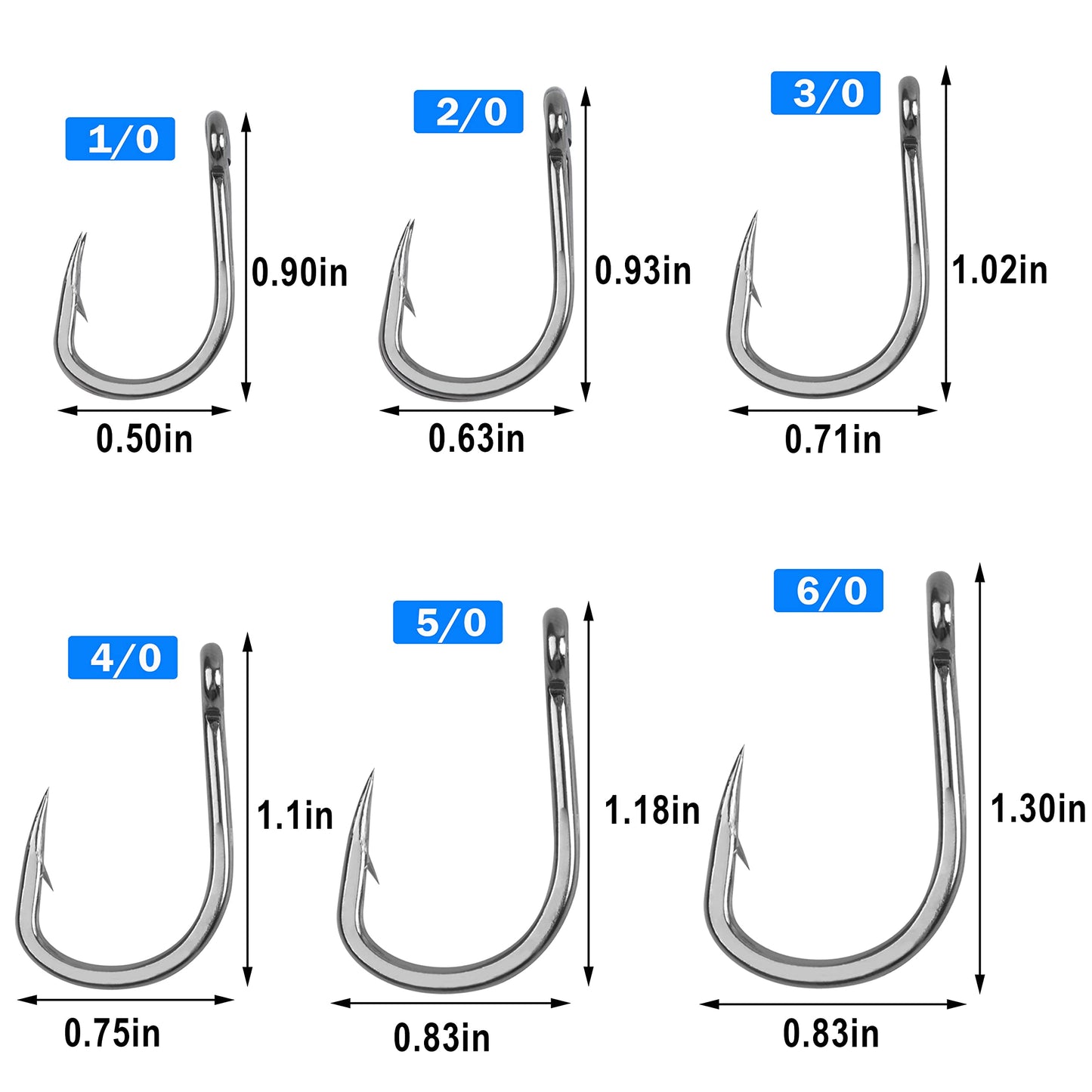 20pcs Live Bait Fishing Hooks, Stainless Steel Saltwater Bait Fish Hook Strong Sharp Circle Hook (Size 9/0) Shaddock Fishing