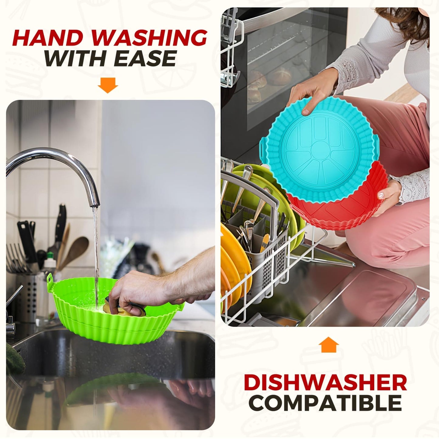 Buauty 3 Pack Air Fryer Silicone Liners 8inch Air Fryer Silicone Pot Reusable Food Grade Silicone Airfryer Liners Baking Tray Basket Accessories Replacement of Flammable Disposable Parchment Paper ebuys