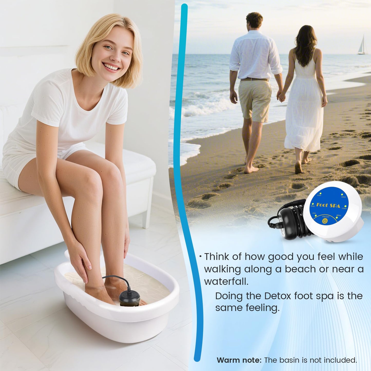 LeCaung Ionic Foot Bath Detox Machine, Portable Ionic Detox Foot Bath Spa Machine Ion Cleanse Controller for Home Travel Holiday Lecaung
