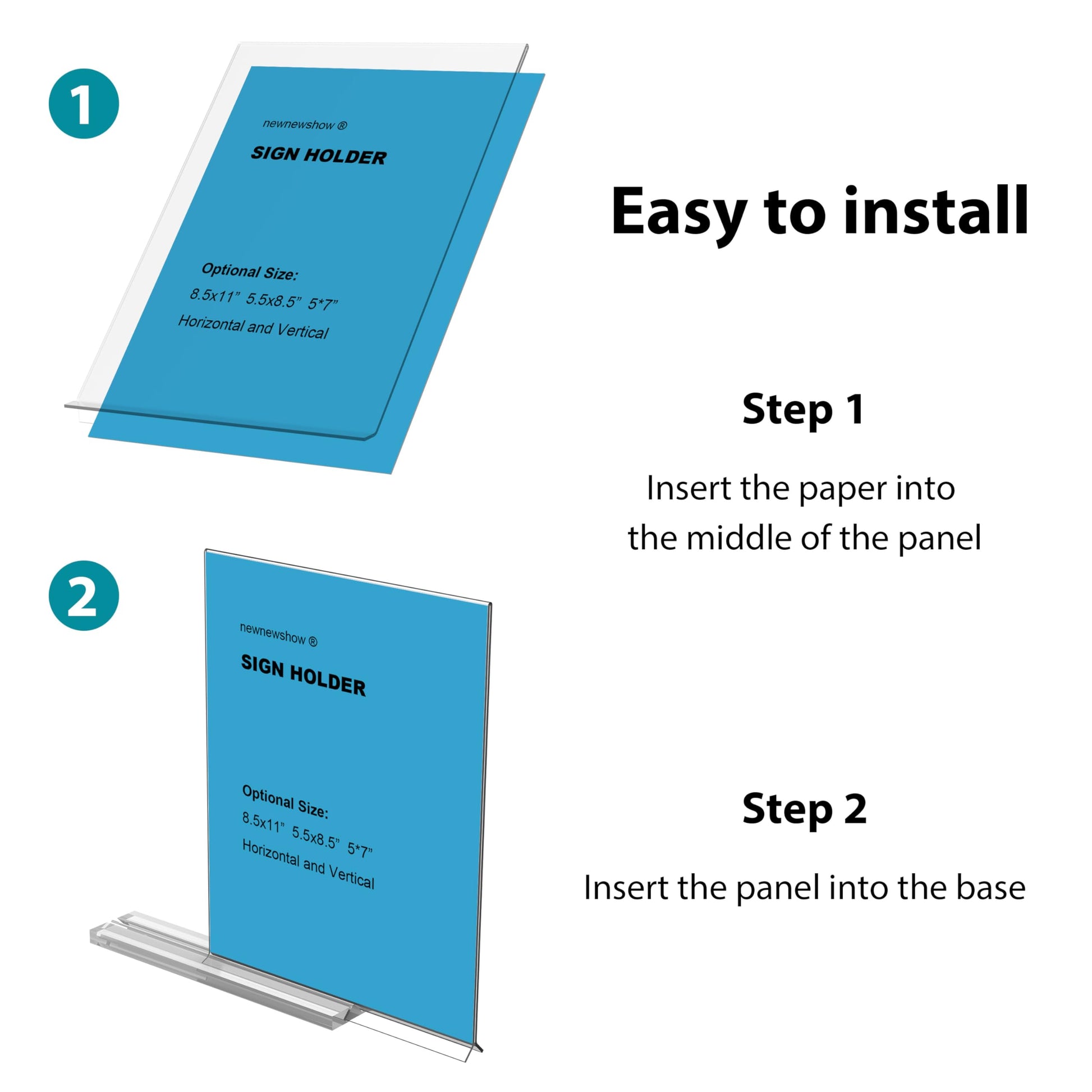 newnewshow 8.5x11 Acrylic Sign Holder 3 Pack Vertical Double-Sided Display (Optional 8.5x11 8.5x5.5 5x7 Horizontal and Vertical) newnewshow